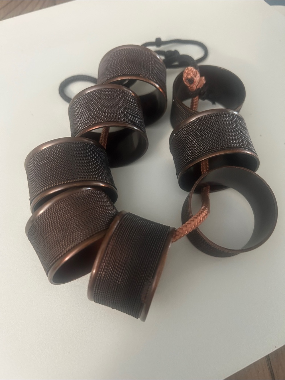 Copper-Tone Metal Napkin Rings Lot of 8